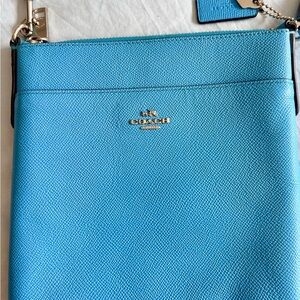 Coach Swing Pack Crossbody Bag Vibrant Teal Blue Pebble Leather Adjustable Strap